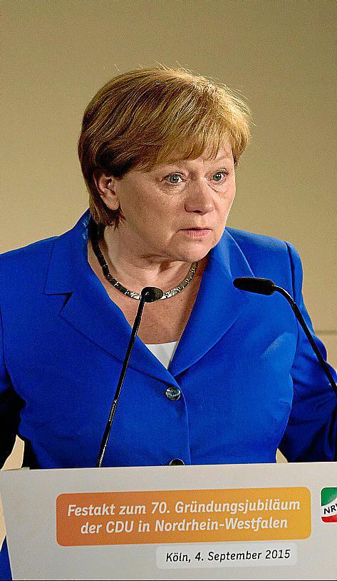 Imogen Kogge erscheint nur auf der Leinwand – als Angela Merkel im Film „Die Getriebenen”.