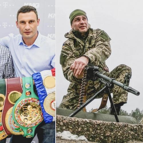 Vitali mit seinen Welt- und Europameisterschaftsgürteln im Boxen (l.) und als Soldat (r.) (Foto: ultima hora)