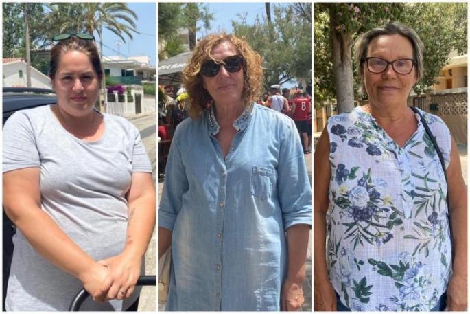 Inma López, Concha Bustamante y Elena Valle sind geschädigt vom Treiben der Touristen.