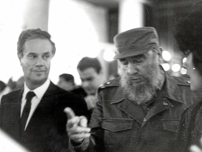 Fidel Castro und Gabriel Escarrer 1991 bei der Eröffnung des ersten Meliá-Hotels auf der Karibikinsel, dem Meliá Varadero.