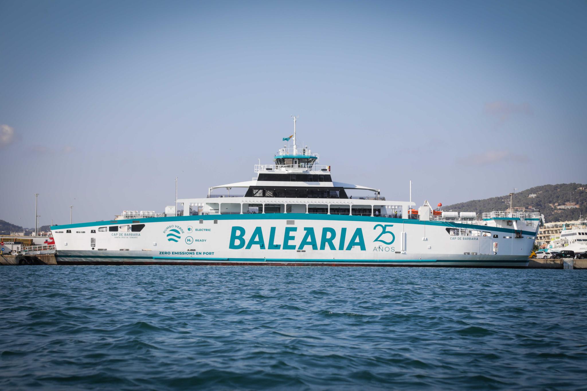 Baleària's fully electric ferry operating between Ibiza and Formentera